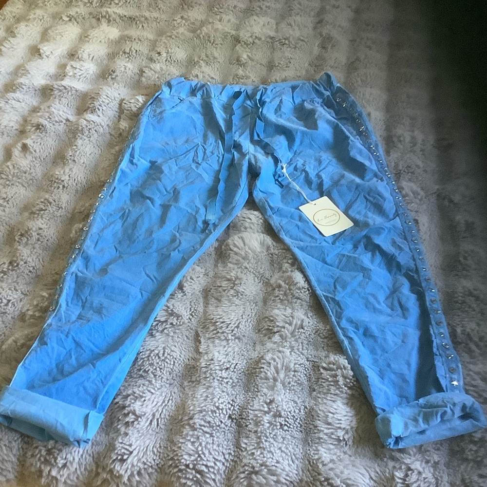 Casual Blue Joggers with Side Detailing